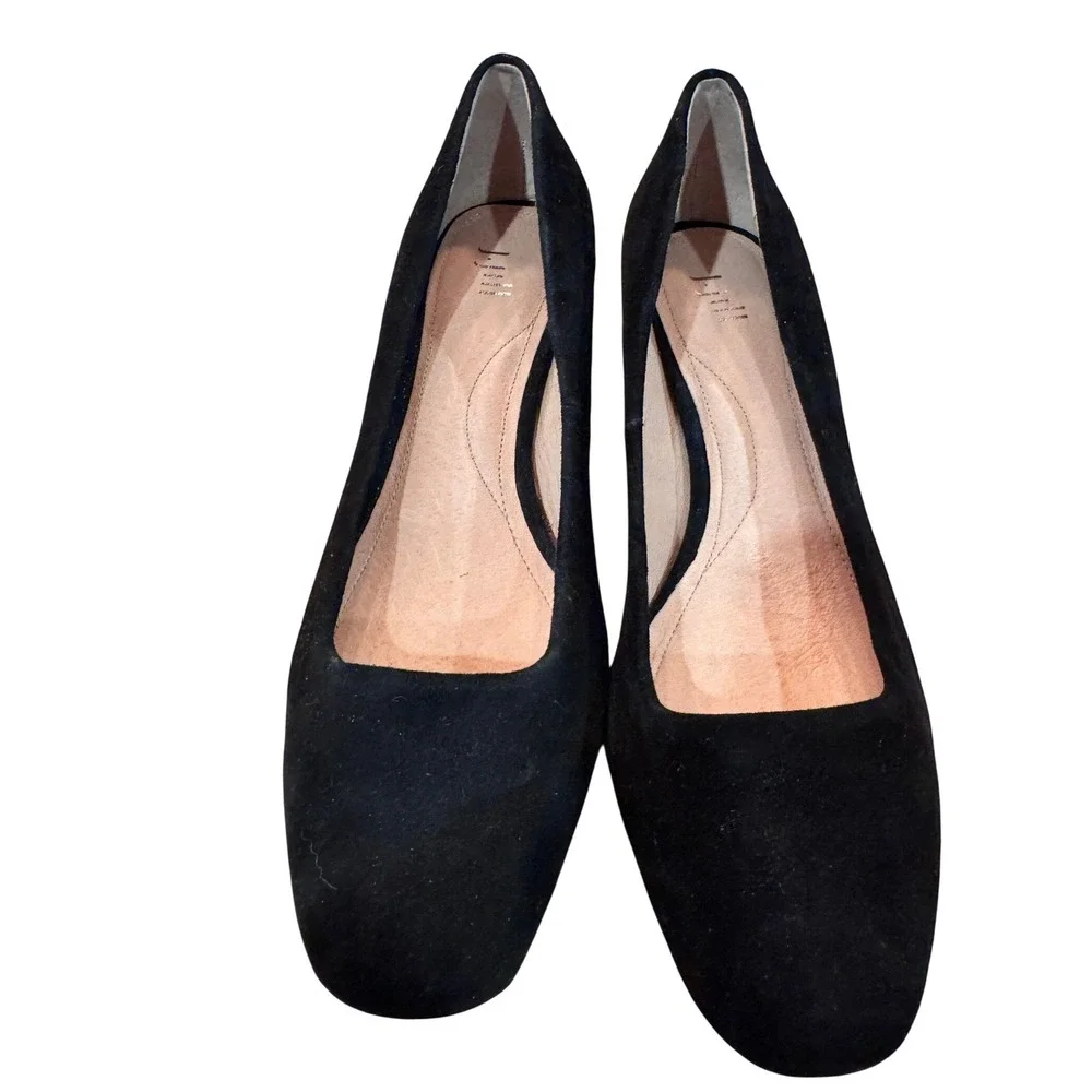 J Jill Black Suede Block Heel Pumps Shoes Women‎ 7.5 classic elegant square toe